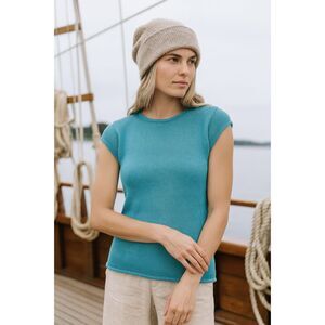 Wooden Ships Blue Sleeveless Knit Tank Top Shirt   Women's Size Medium